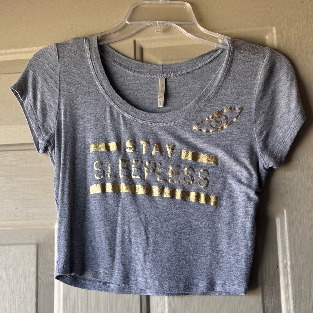 Gray and Gold Graphic Crop Top